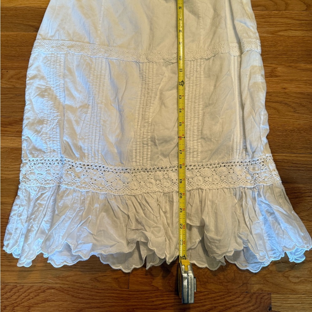 Y2K Old Navy White Cotton Lace-Trim Midi Skirt - Picture 12 of 12